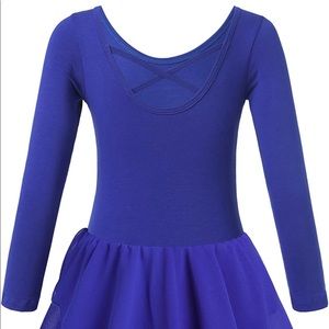 MeriabyNY Girls Leotard Dance Ruffle Sleeves Criss-cross Back Ballet Tutu Dress